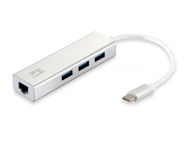 LevelOne USB-0504 Netzwerkadapter USB-C zu Gigabit Ethernet,3x USB 3.0-HUB