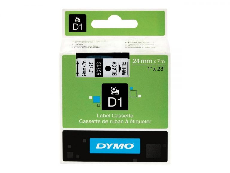 DYMO D1-Etikettenband Schwarz auf Weiß (240 mm x 7 m ) für LabelManager
