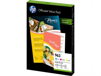 HP Original 963 Valuepack Druckerpatronen cyan, magenta, gelb 700 Seiten + 125 Blatt Papier