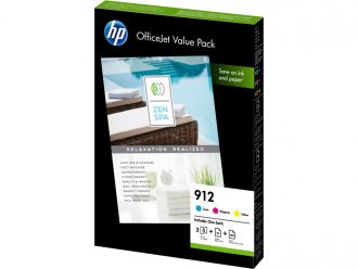 HP Original 912 Valuepack Druckerpatronen cyan, magenta, gelb 315 Seiten + 125 Blatt Papier