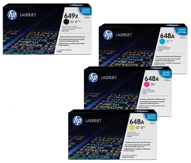HP Original 649X/ 648A Toner 4er Set schwarz hohe Kapazität, cyan, magenta, gelb