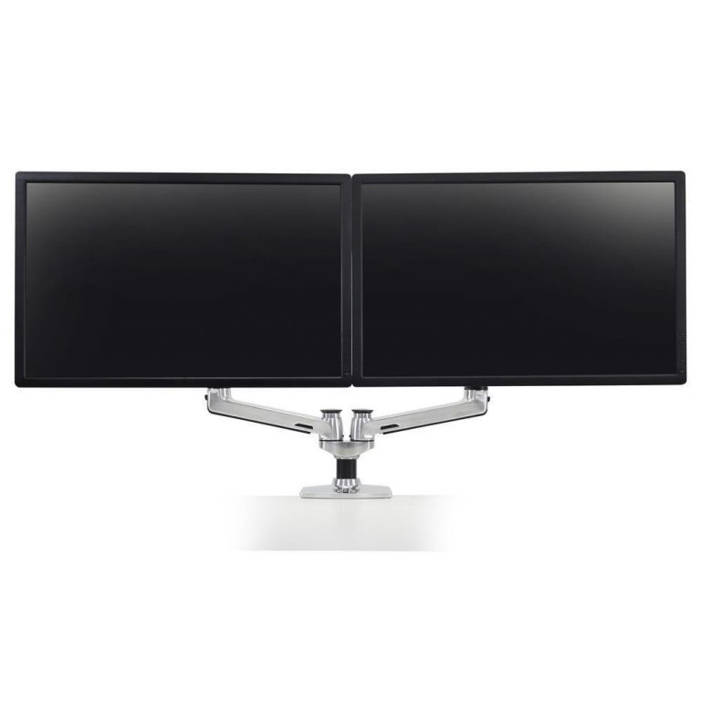 Ergotron LX Dual Monitorarm für zwei Monitore bis 68,58 cm 27 Zoll nebeneinander Tischhalterung Aluminium