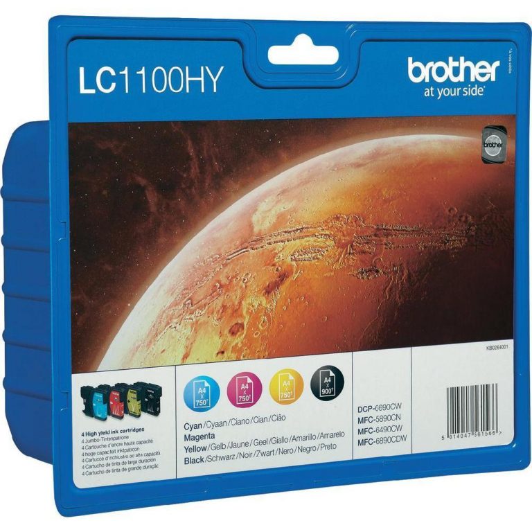Brother Original LC1100 Druckerpatronen - 4er Multipack 1x 900, 3x 750 Seiten