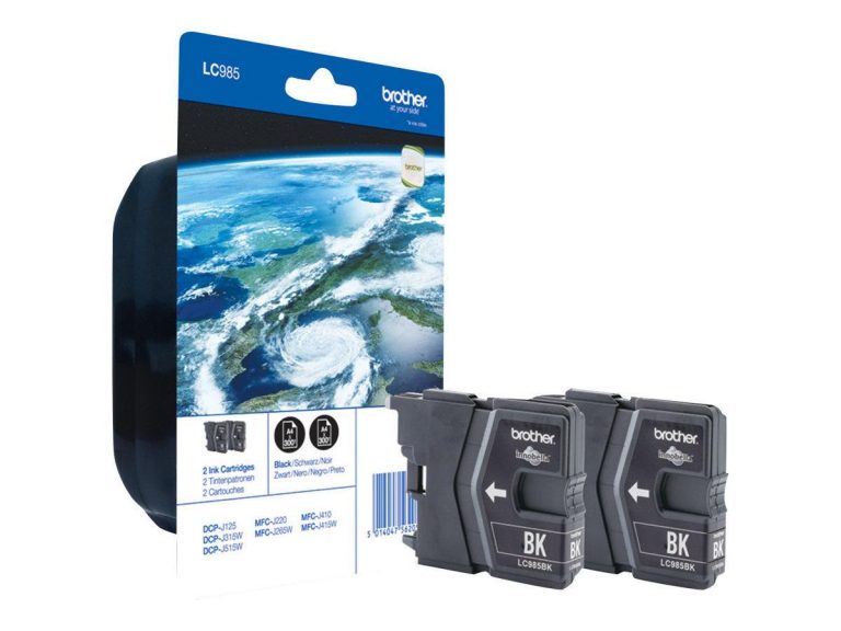Brother Original LC985 Druckerpatronen Doppelpack schwarz 2x300 Seiten (LC-985BKBP2)