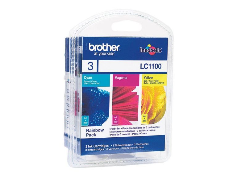 Brother Original LC1100 Druckerpatronen - 3er Multipack (cyan, magenta, gelb) 325 Seiten (LC1100RBWBPDR)