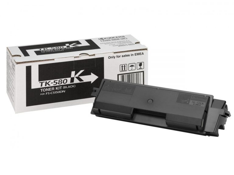 Kyocera Original TK-580K Toner schwarz 3.500 Seiten (1T02KT0 NL0) für ECOSYS P6021cdn, FS-C5150DN
