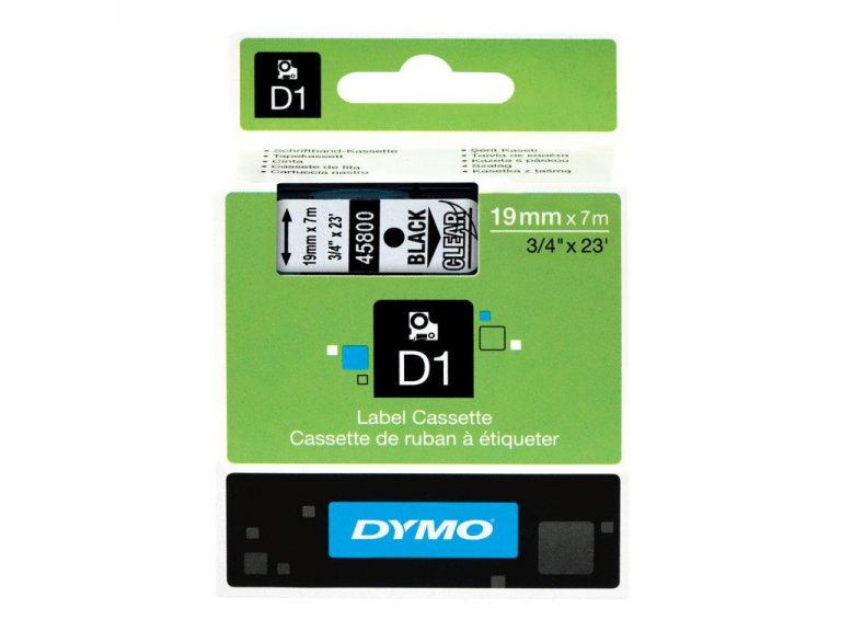 DYMO D1-Etikettenband Schwarz auf Transparent (190 mm x 7 m ) für LabelManager