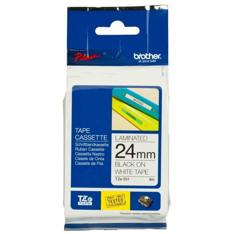 Brother TZe 251 - Laminiertes Band - Schwarz auf Weiß - Rolle (2,4 cm x 8 m) - 1 Rolle(n) - für P-Touch PT-1230, 18, 183