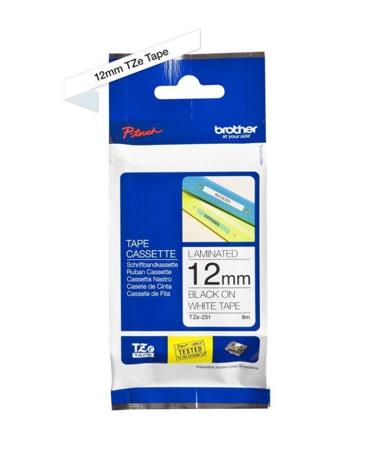 Brother TZe 231CIV - Laminiertes Band - Schwarz auf Weiß - Rolle (1,2 cm x 8 m) - 1 Rolle(n) - für P-Touch 1090, 1290, 1