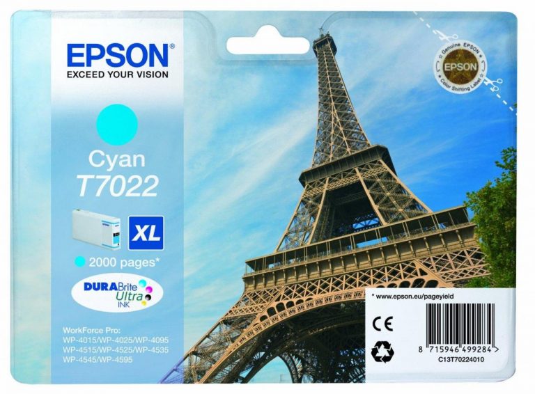 Epson Original T7022XL Druckerpatrone cyan 2.000 Seiten 21ml (C13T70224010)
