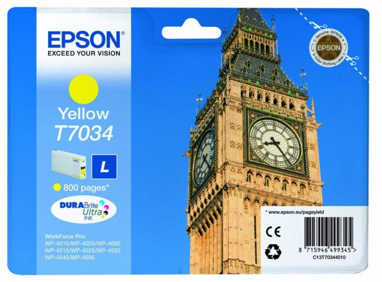 Epson Original T7034 Druckerpatrone gelb 800 Seiten 10ml (C13T70344010)