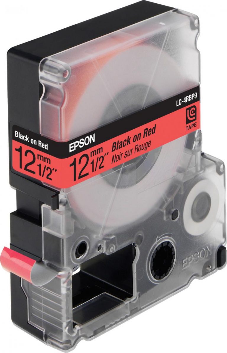 Epson Etikettenkassette schwarz auf rot LC-4RBP9 (1,2 cm x 9 m) für LabelWorks