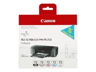 Canon Original PGI-72 Druckerpatronen Multipack (foto schwarz, cyan, magenta, chroma optimizer, grau) 5x 14ml (6403B007)