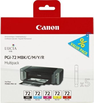 Canon Original Druckerpatronen PGI-72 Multipack mattschwarz, cyan, magenta, gelb, rot 14ml (6402B009)
