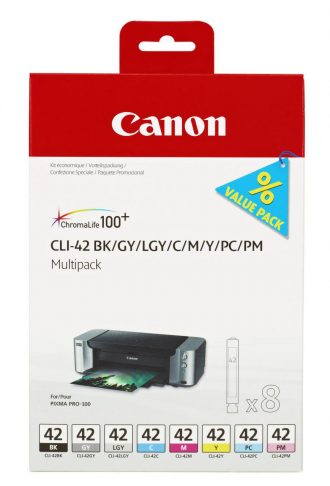 Canon Original Druckerpatronen CLI-42 Multipack schwarz, grau/ hell, cyan/ hell, magenta/ hell, gelb 13ml (6384B010)