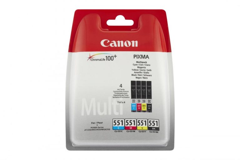 Canon Original Tintenpatronen CLI-551 Multipack schwarz, cyan, magenta, gelb 350 Seiten 7ml (6509B008)