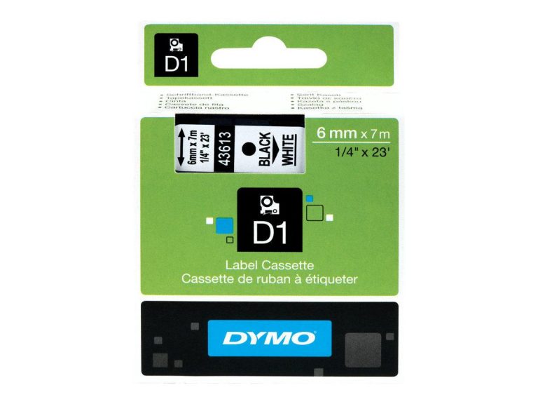 DYMO D1-Etikettenband Schwarz auf Weiß (60 mm x 7 m ) für LabelManager