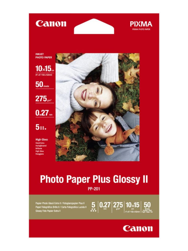 Canon Fotopapier Plus II PP-201 glänzend (100 x 150 mm) 260 g/m² - 5 Blatt (2311B053)