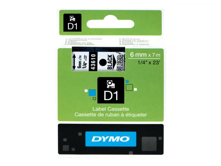 DYMO D1-Etikettenband Schwarz auf Transparent (60 mm x 7 m ) für LabelManager