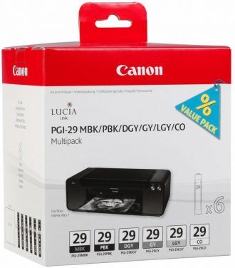 Canon Original Druckerpatronen PGI-29 Multipack grau, hellgrau, dunkelgrau, mattschwarz, photoschwarz, chroma optimizer