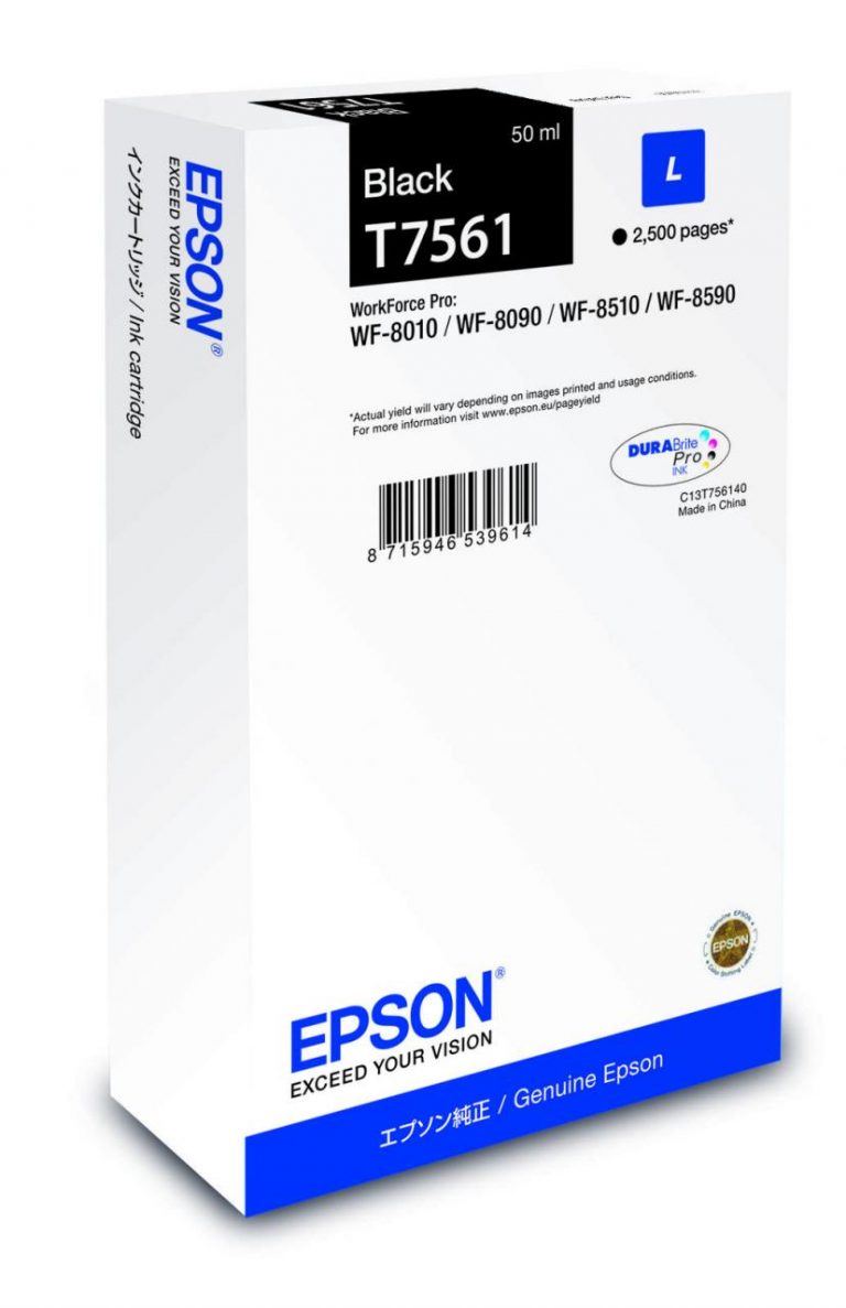 Epson Original T7561L Druckerpatrone schwarz 2.500 Seiten 50 ml (C13T756140)