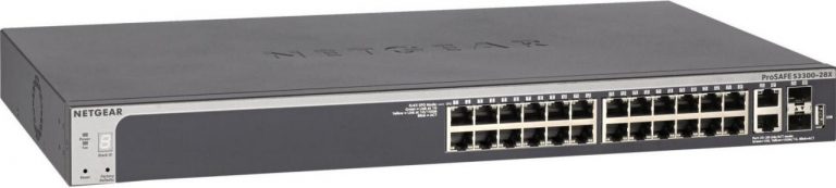 Netgear S3300-28X-PoE+ (GS728TXP) 24-Port Gigabit PoE+ Stapelbarer Smart Managed Pro Switch mit 4 10G Ports