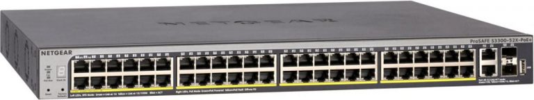 Netgear S3300-52X-PoE+ (GS752TXP) 48-Port Gigabit PoE+ Stapelbarer Smart Managed Pro Switch mit 4 10G Ports