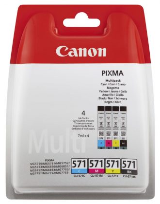 Canon Original Druckerpatronen CLI-571 Multipack schwarz, cyan, magenta, gelb (0386C005)