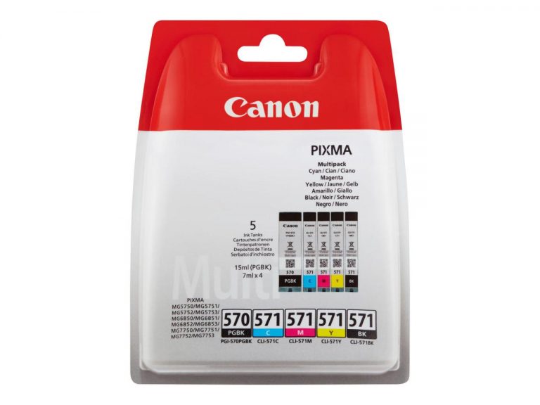 Canon Original Druckerpatronen PGI-570PGBK + CLI-571 Multipack schwarz, cyan, magenta, gelb (0372C004)
