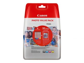 Canon Original Value-Pack Druckerpatronen CLI-571 schwarz, cyan, magenta, gelb + 50 Blatt Fotopapier PP-201 (0386C006)