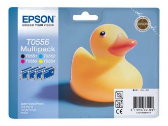 Epson Original T0556 Druckerpatronen MultiPack schwarz cyan magenta gelb (C13T05564010)