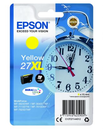 Epson Original 27XL Wecker Druckerpatrone gelb 1.100 Seiten 10,4ml (C13T27144012)