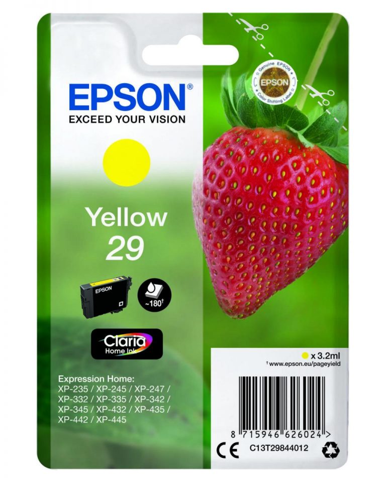 Epson Original 29 Erdbeere Druckerpatrone gelb 180 Seiten 3,2ml (C13T29844012)