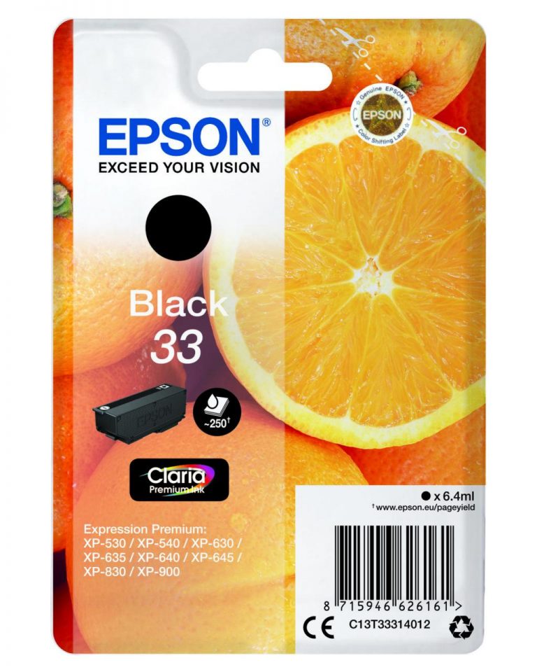 Epson Original 33 Orange Druckerpatrone schwarz 250 Seiten 6,4 ml (C13T33314012)