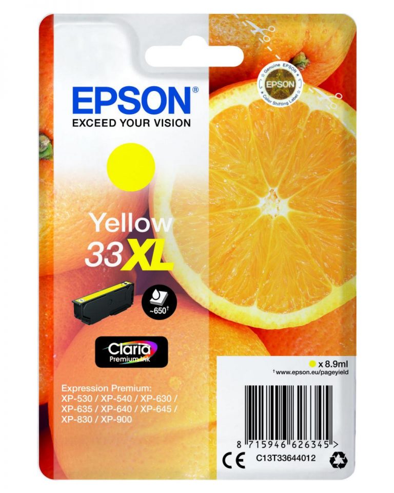 Epson Original 33XL Orange Druckerpatrone gelb 650 Seiten 8,9 ml (C13T33644012)