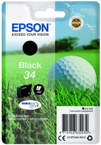 Epson Original 34 Golfball Druckerpatrone schwarz 350 Seiten6,1ml (C13T34614010)