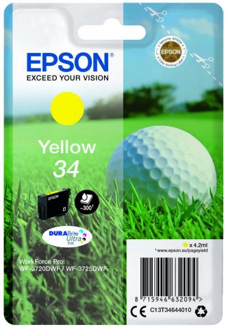 Epson Original 34 Golfball Druckerpatrone gelb 300 Seiten 4,2ml (C13T34644010)