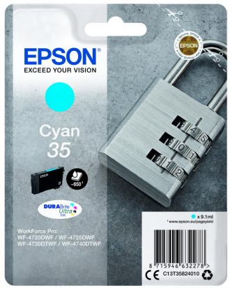 Epson Original 35 Schloss Druckerpatrone cyan 650 Seiten 9,1ml (C13T35824010)
