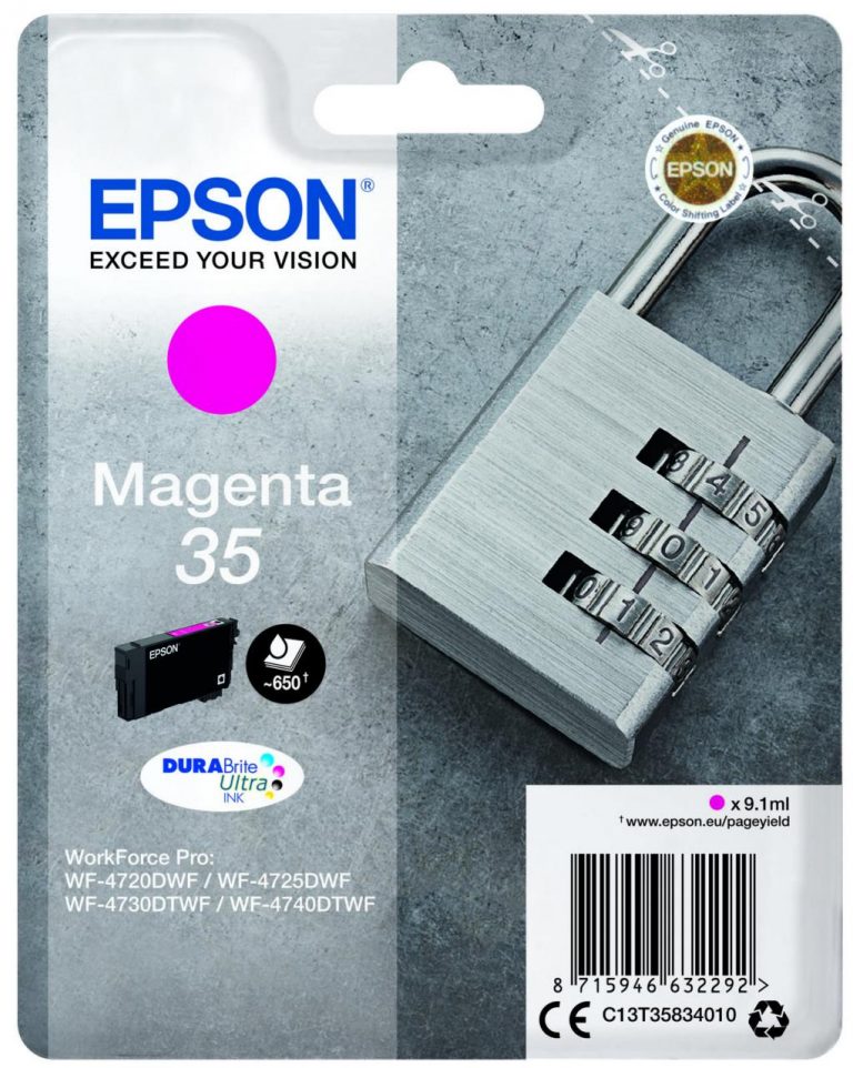 Epson Original 35 Schloss Druckerpatrone magenta 650 Seiten 9,1ml (C13T35834010)