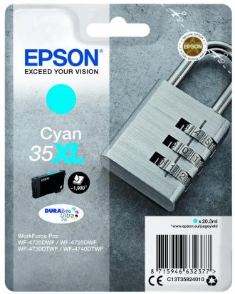 Epson Original 35XL Schloss Druckerpatrone cyan 1.900 Seiten20,3ml (C13T35924010)