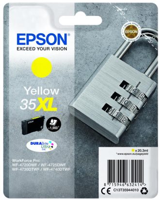 Epson Original 35XL Schloss Druckerpatrone gelb 1900 Seiten 20,3ml (C13T35944010)