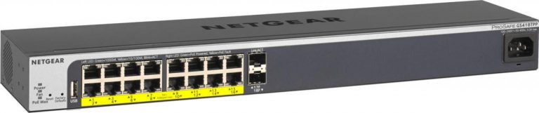 Netgear GS418TPP 16-Port Gigabit PoE Smart Managed Pro Switch mit 2 Gigabit-SFP-Ports
