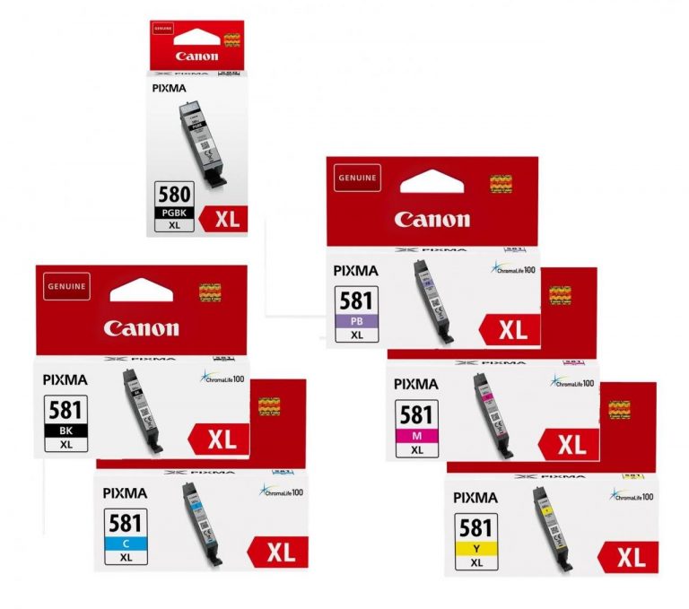 Canon Original Druckerpatronen PGI-580PGBK+ CLI-581 XL Multipack 6er-Set schwarz,cyan,fotoblau,magenta,gelb