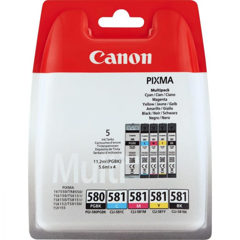 Canon Original Druckerpatronen PGI-580PGBK + CLI-581 Multipack schwarz, cyan, magenta, gelb (2078C005)