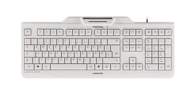Cherry KC 1000 SC-Z kabelgebundene Tastatur mit Kartenlesegerät (USB, hellgrau)