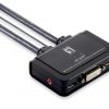LevelOne KVM-0260 2-Port USB DVI-D Single Link Cable KVM Switch, audio support