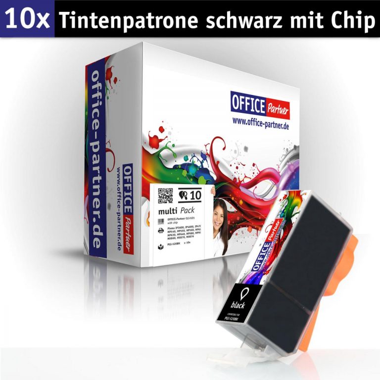 OFFICE-Partner Premium Tinte alternativ zu Canon PGI-520 PBK - 10er Set (pigmentschwarz)