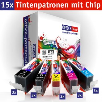 OFFICE-Partner Premium Tinte alternativ zu Canon PGI-520 / CLI-521 - 15er Set