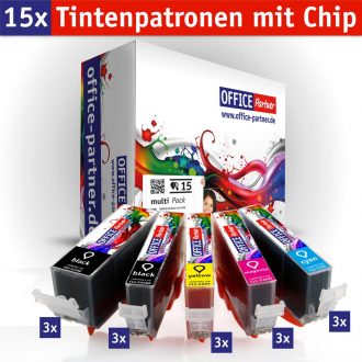 OFFICE-Partner Premium Tinte alternativ zu Canon PGI-525 / CLI-526 - 15er Set