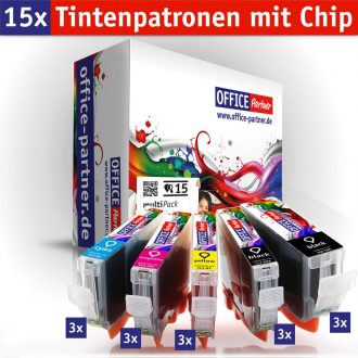 OFFICE-Partner Premium Tinte alternativ zu Canon PGI-5 / CLI-8 - 15er Set